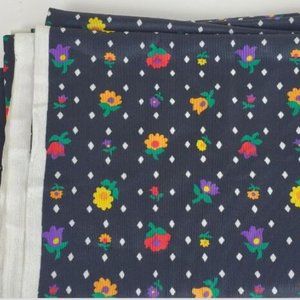 Floral Vintage Fabric Black Flower Motif 72"x42" Textiles Craft Sewing Patterns